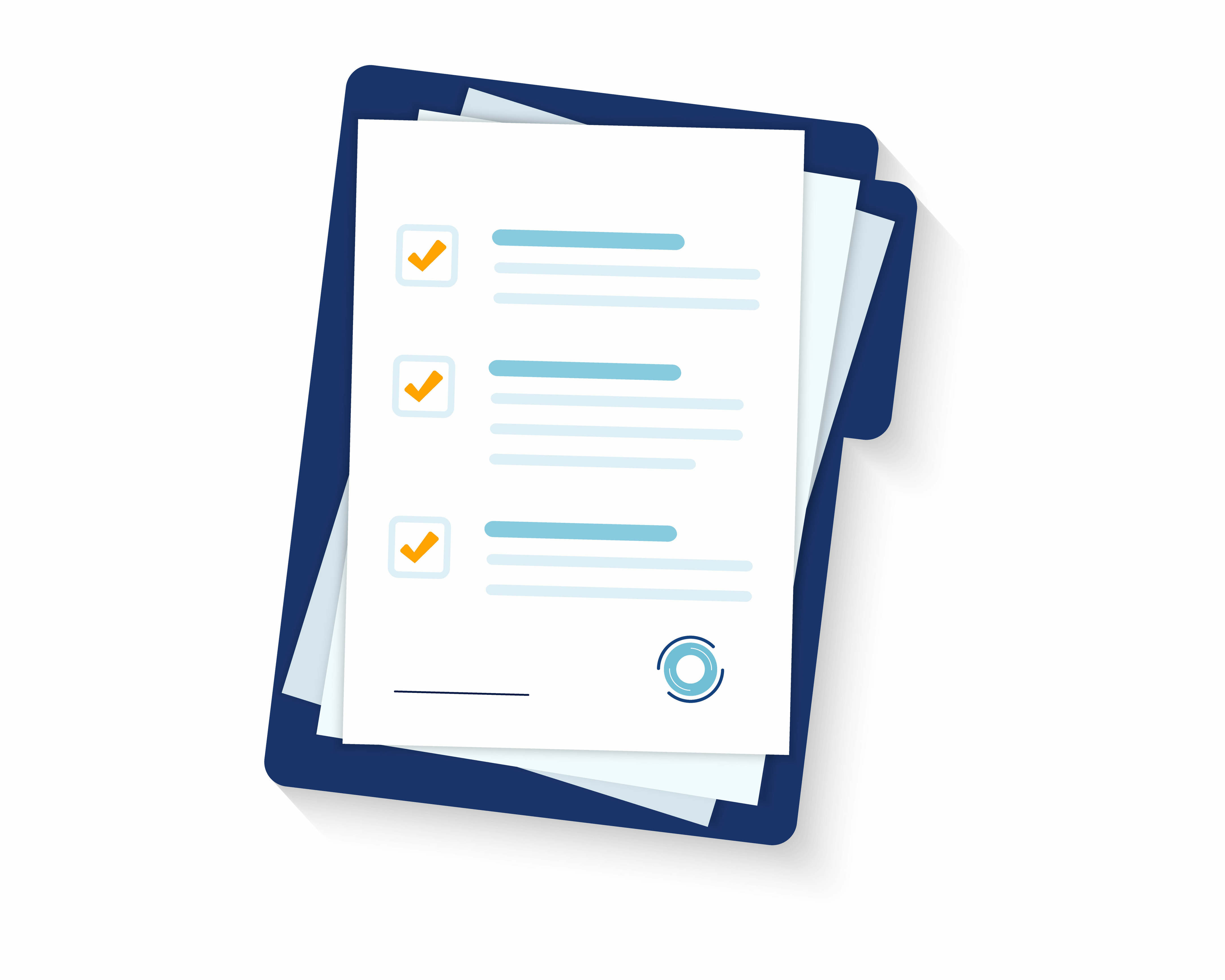 clipart image of a white document on top of blue file folders